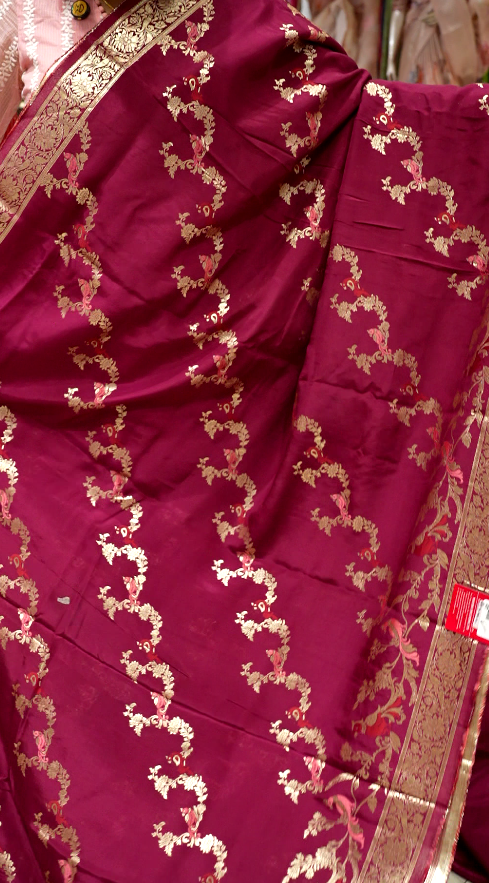Meenakari Work semi silk saree  -Burgundy color Search code 3602