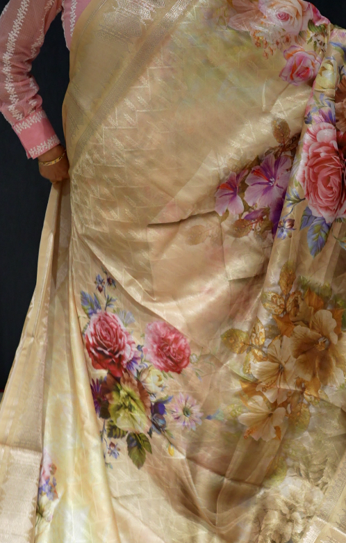 Quick saile saree -  Golden yellow color Search code 5303