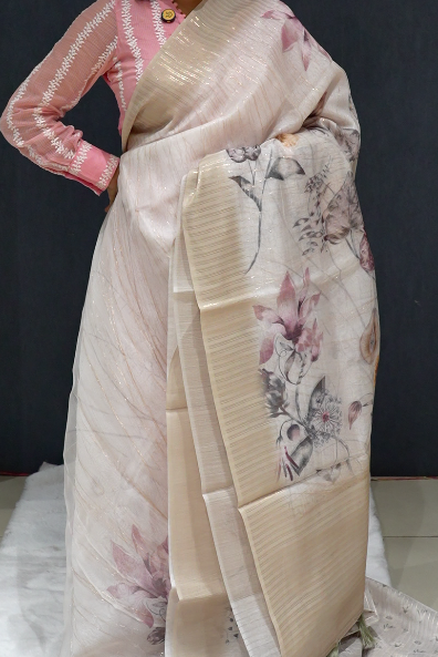 Quick saile saree -Off white to yellow  color Search code 5308
