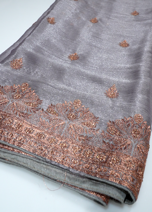Quick saile saree -gray color Search code 5334