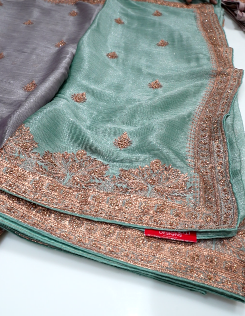 Quick saile saree -Pastel green color Search code 5335