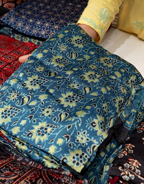 Modal Unstitched Salwar suit set  -  Blue   shade Search code 3806