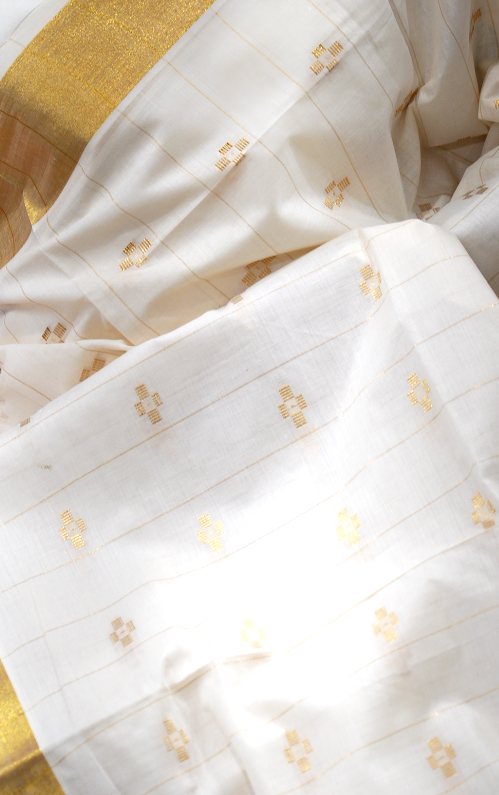 kerala saree - Golden cotton shade Search code 2166