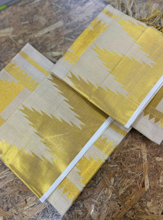 set mundu  - Golden tissue   Search code 9025