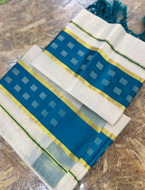 set mundu  - Golden tissue   Search code 9027