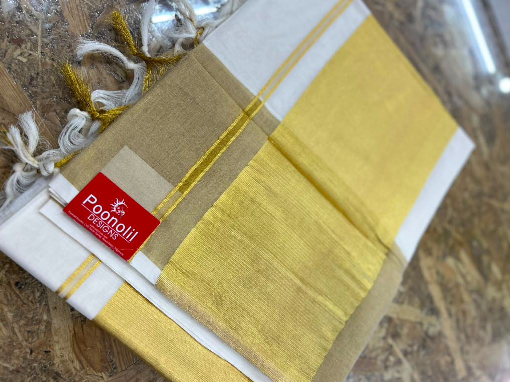 set saree - golden cotton Search code 9032