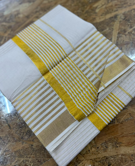 set saree - golden cotton Search code 9035