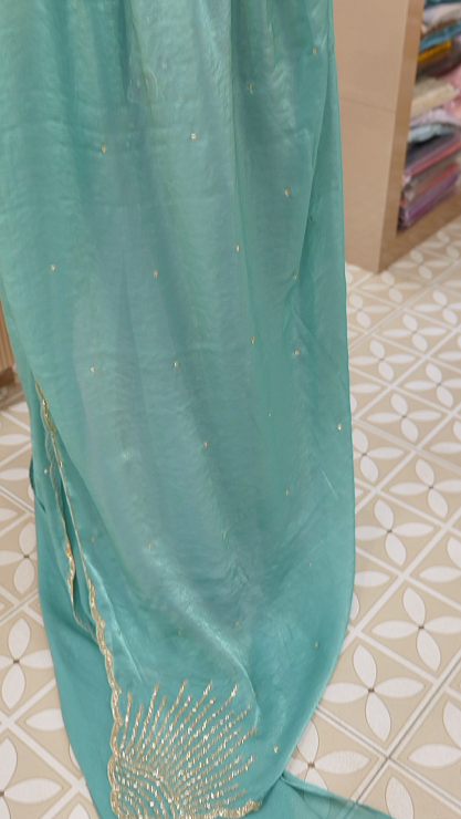 Fancy Saree- Aqua blue  shade Search code 3500