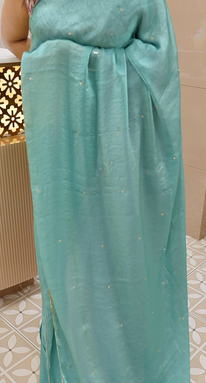 Fancy Saree- Aqua blue  shade Search code 3500