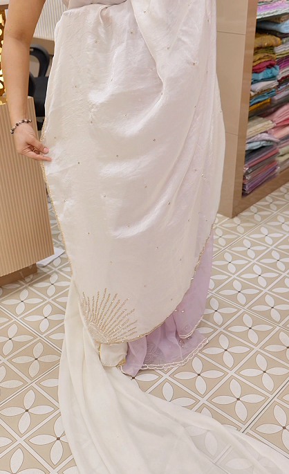 Fancy Saree- off white shade Search code 3502