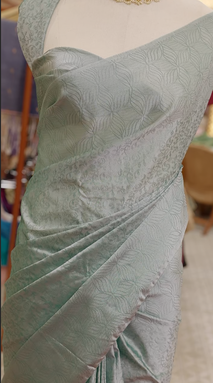 Semi Silk Saree - sky blue Search code 4501