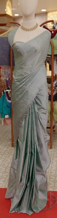 Semi Silk Saree - sky blue Search code 4501