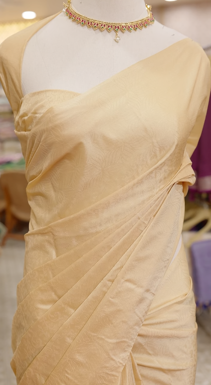 Semi Silk Saree - Butter yellow Search code 4502