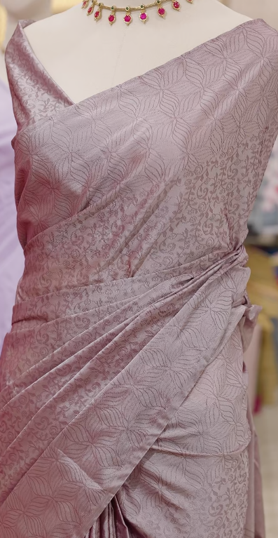 Semi Silk Saree -  lilac color Search code 4505