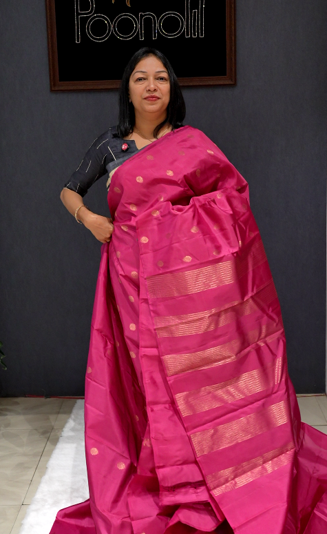 Kanchipuram Soft Silk Saree -Onion pink shade  Search code 4903