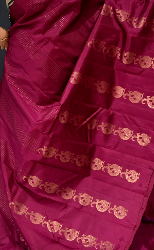 Kanchipuram Soft Silk Saree -Dark wine maroon   shade  Search code 4905