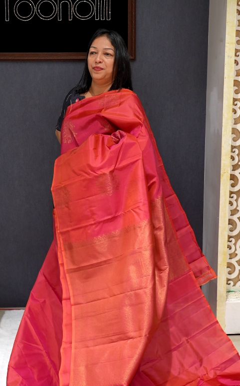 Kanchipuram Soft Silk Saree -Brick orange   shade  Search code 4910