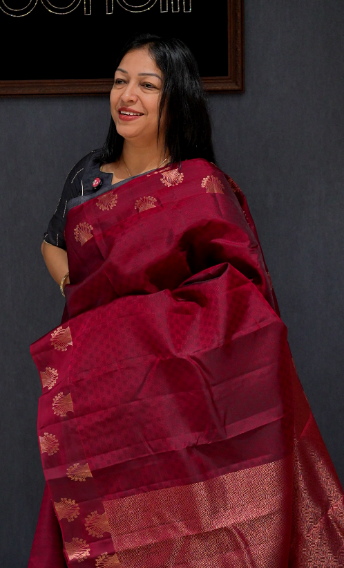 Kanchipuram Soft Silk Saree -Maroon shade  Search code 4920