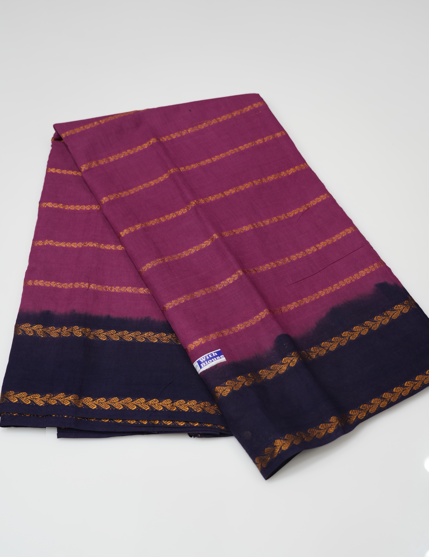 KANCHI COTTON SAREE -Vadamalli to dark blue  shade Search code 5013