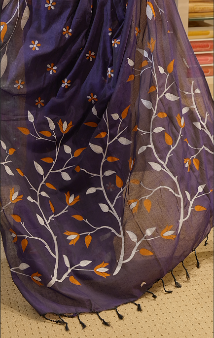 Budget friendly Khadi Cotton Saree - violet color shade  Search code 8000