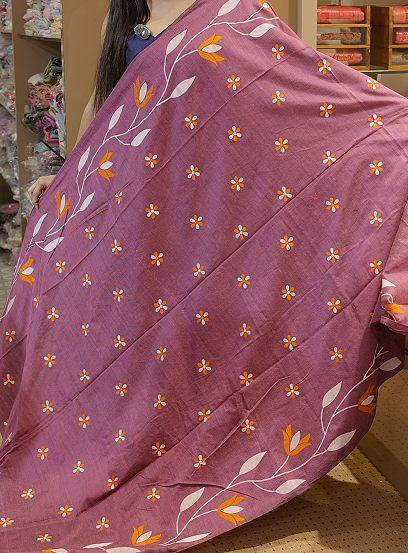 Budget friendly Khadi Cotton Saree - mauve color shade  Search code 8005