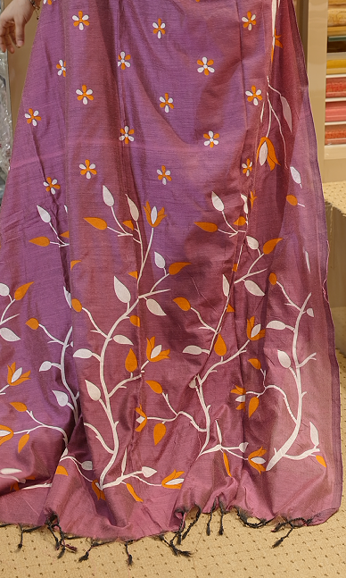 Budget friendly Khadi Cotton Saree - mauve color shade  Search code 8005