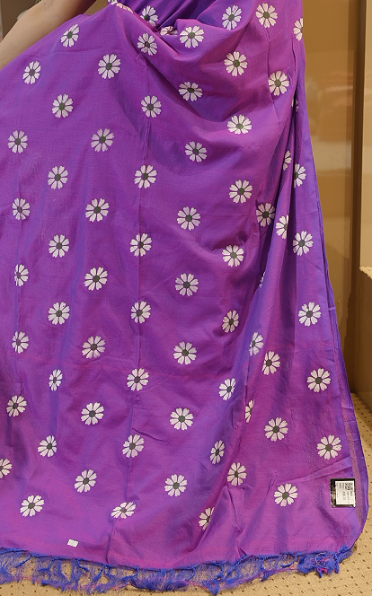 Budget friendly Khadi Cotton Saree - purple color shade  Search code 8007