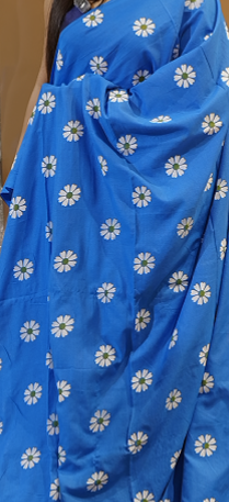 Budget friendly Khadi Cotton Saree - blue color shade Search code 8010