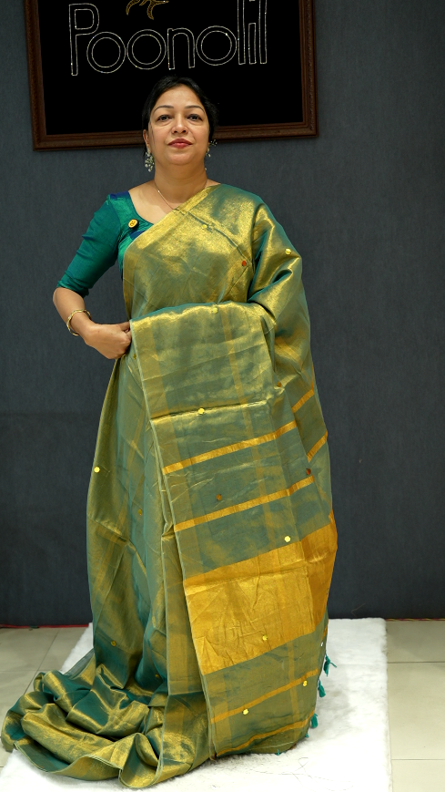 Tissue  Saree-Green  Search code 40012