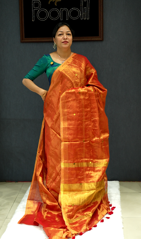 Tissue  Saree-Red Search code 40013