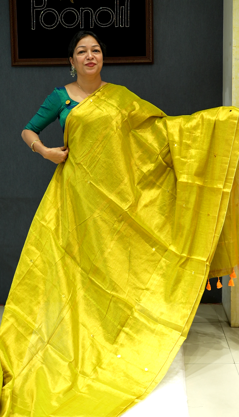 Tissue  Saree-Green Search code 40015