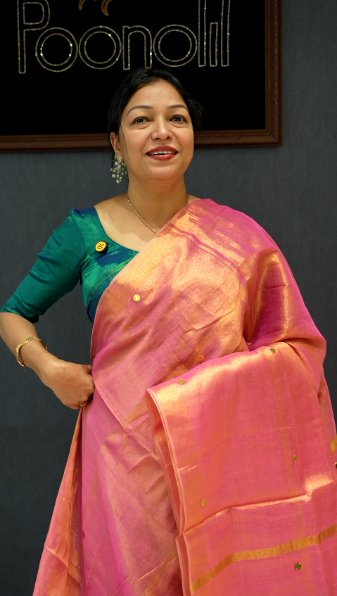 Tissue  Saree-Pink Search code 40016
