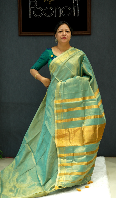 Tissue  Saree- Green Search code 40024