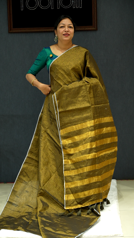 Tissue  Saree- Black Search code 40025