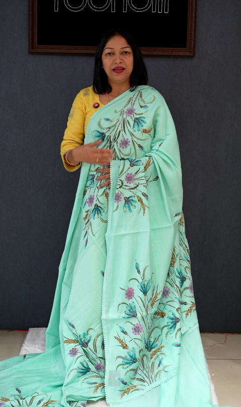 Chanderi silk  Saree -Blue shade Search code 70018