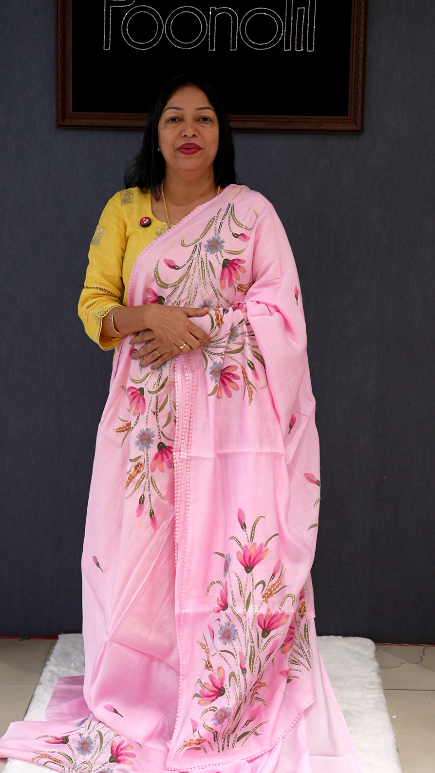 Chanderi silk  Saree -Pink shade Search code 70019
