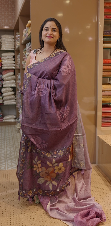 Chanderi  Saree - lavander shade color Search code 2002
