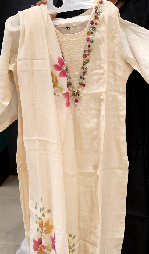 salwar suit set- Off white shade Search code 5557