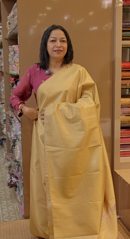 BROCADE SAREE- sandalwood color shade Search code 8501