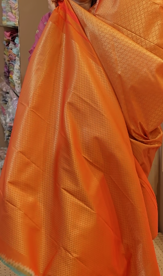 BROCADE SAREE- burnt orange color shade Search code 8502