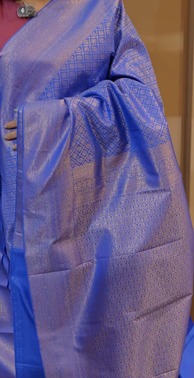 BROCADE SAREE- royal blue color shade Search code 8504