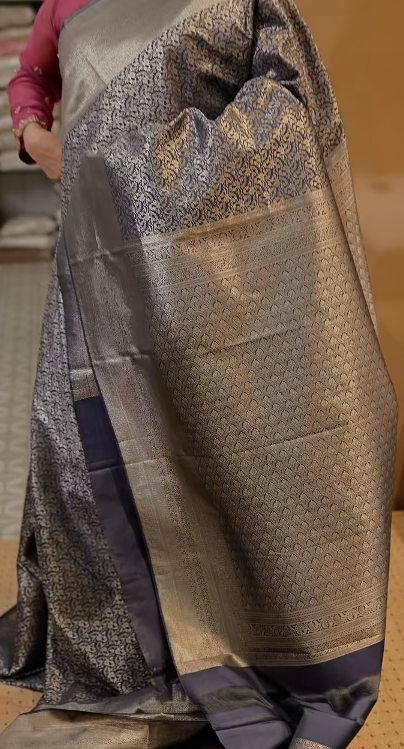 BROCADE SAREE-midnight blue color shade Search code 8510