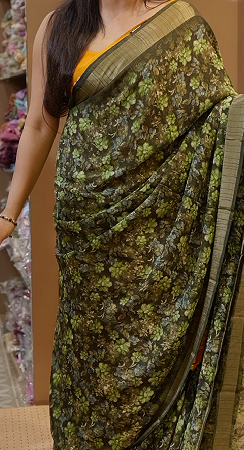 Budget friendly  Saree - Olive green color shade  Search code 4200