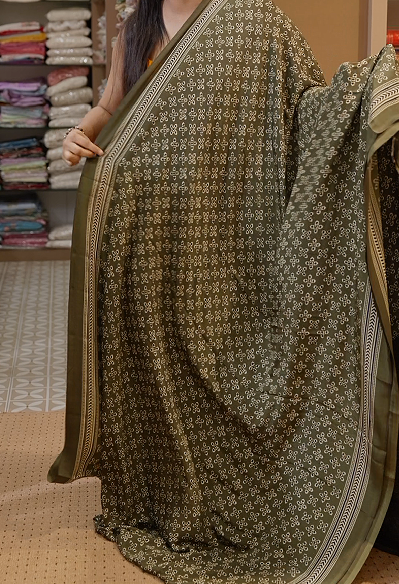 Budget friendly  Saree - olive green color shade  Search code 4203