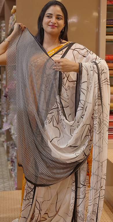 Budget friendly  Saree - off- white color shade  Search code 4205