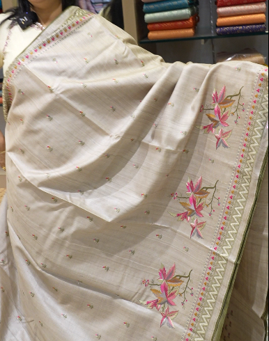 Tussar Saree -Chiku shade Search code 6001