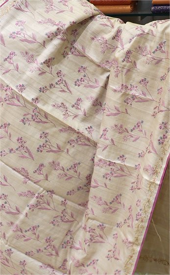 Tussar Saree -Chiku shade Search code 6002
