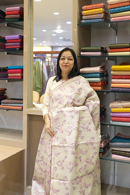 Tussar Saree -Chiku shade Search code 6002