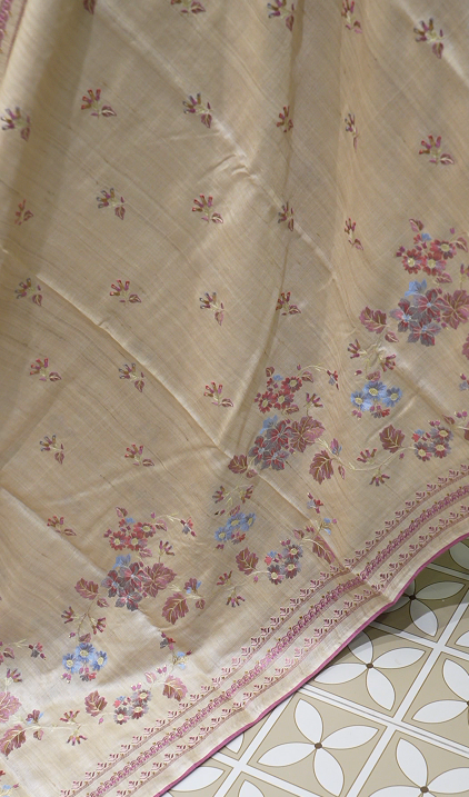 Tussar Saree -Chiku shade Search code 6000