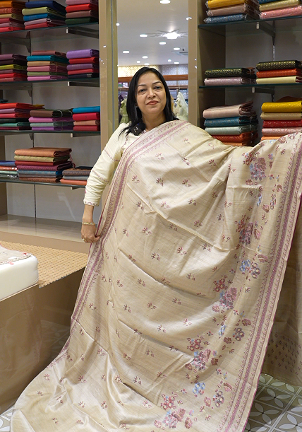 Tussar Saree -Chiku shade Search code 6000